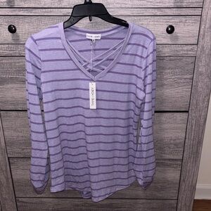 Lavender Striped Long Sleeve Top by Three Dots